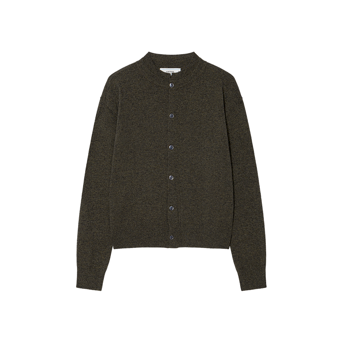 웨이비니스 더블 프레임 라운드 넥 가디건 카키(Waviness Double Frame Round Neck Cardigan Khaki)