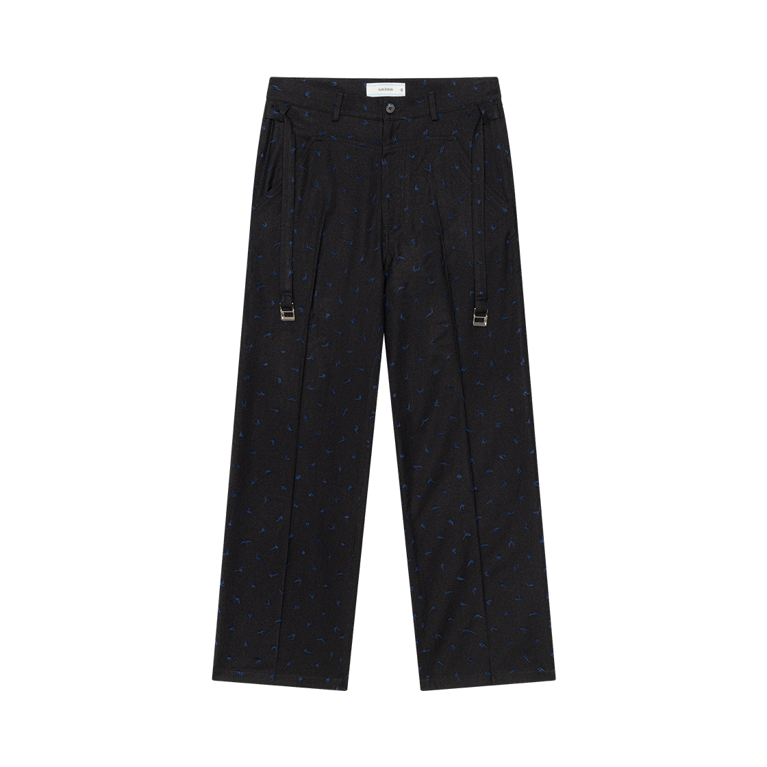 WVNS25321 Waviness Side Buckle Point Wool Slacks Black