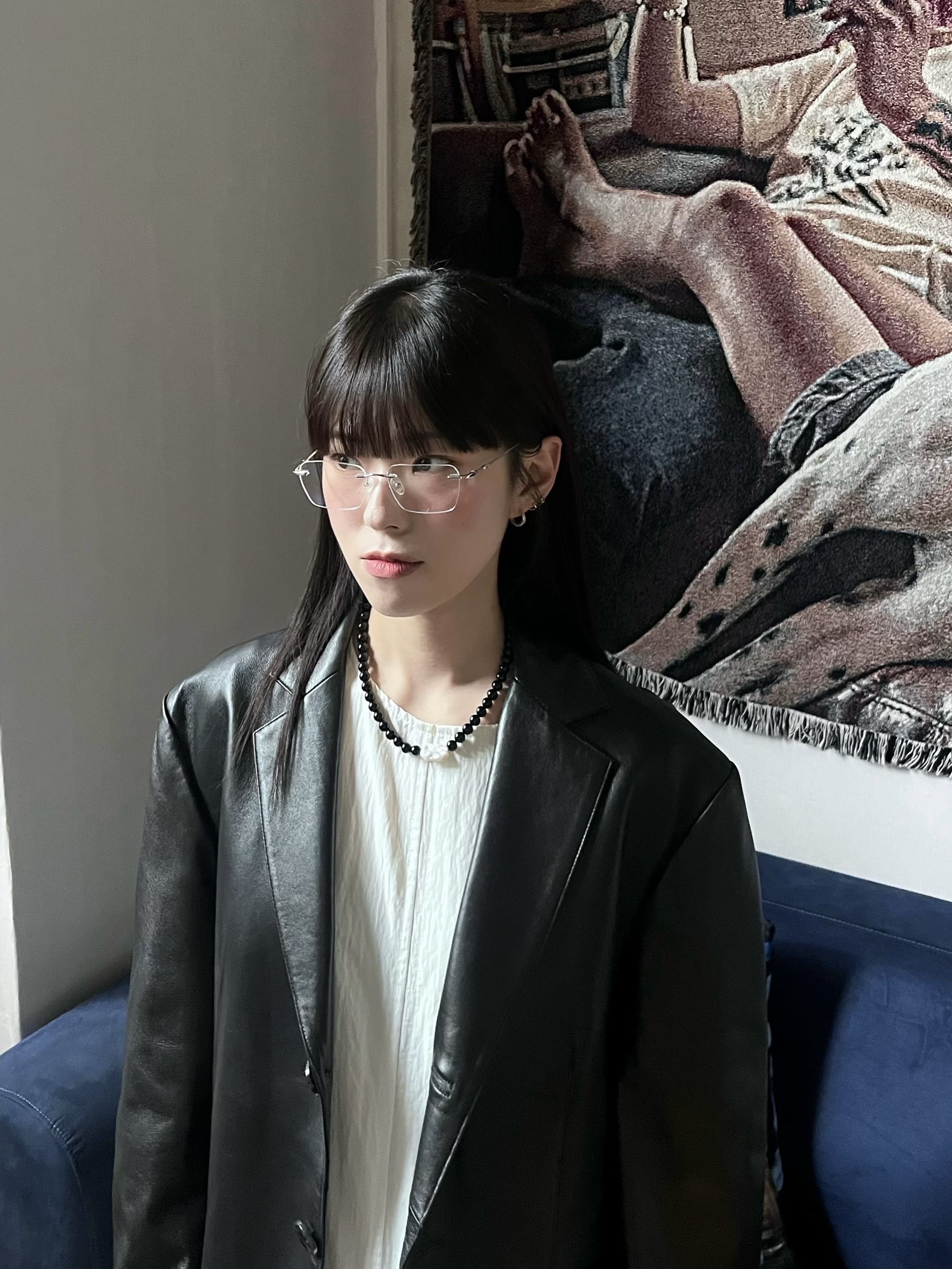 Riomeu Square Margaret Onyx Necklace 착용 스타일 - 1