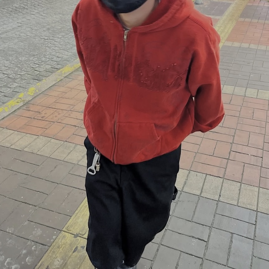 Supreme Leather Applique Zip Up Hooded Sweatshirt Burnt Red - 25SS 착용 스타일