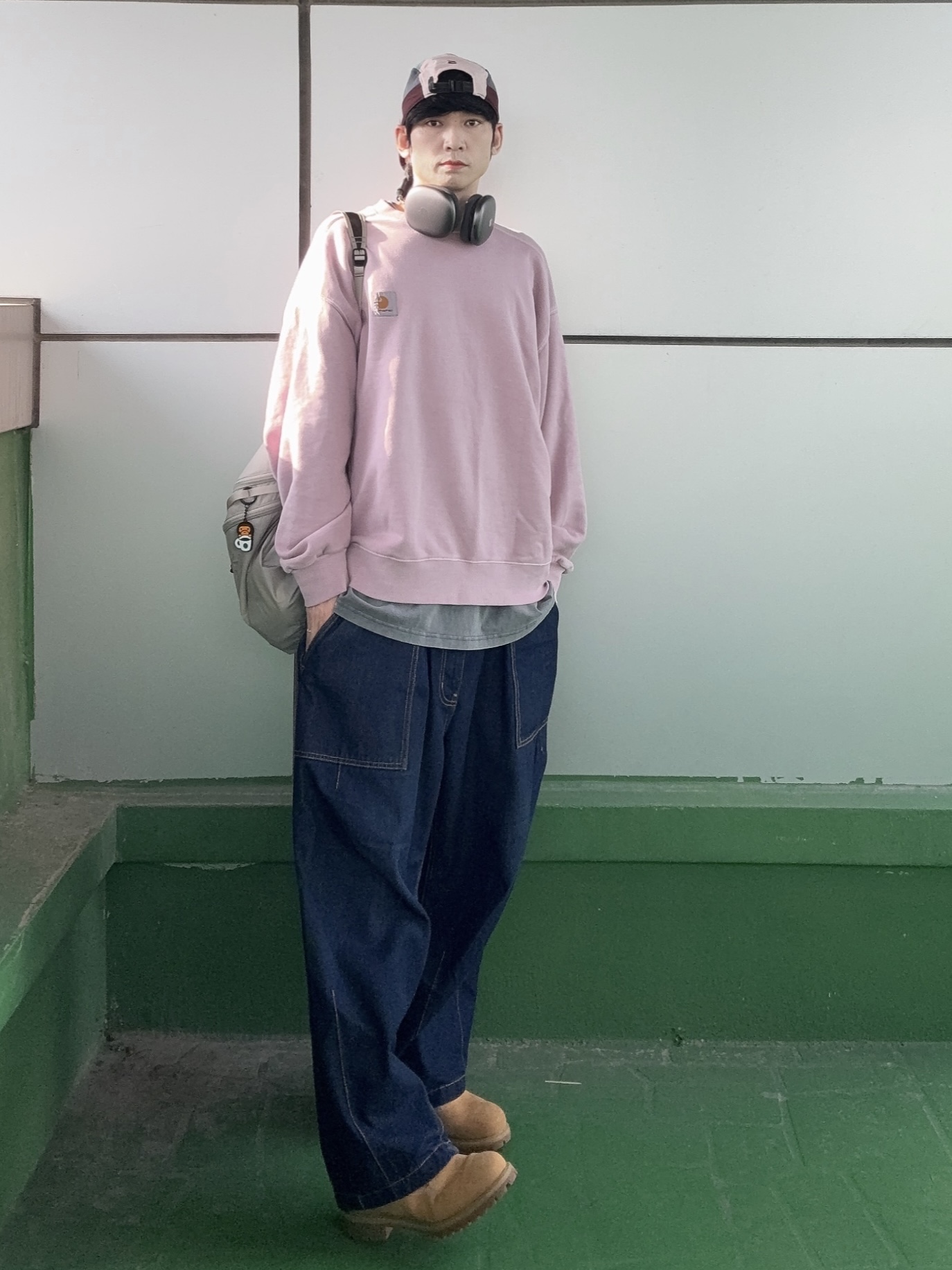 Timberland Premium 6 inch Waterproof Boot Wheat Nubuck - Medium, Carhartt WIP Vista Sweatshirt Glassy Pink 착용 스타일 - 1