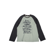 Mea Lettering Striped Raglan Top Mint