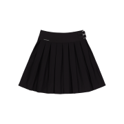 Fancy Club Classic Buckle Pleats Midi Skirt Black