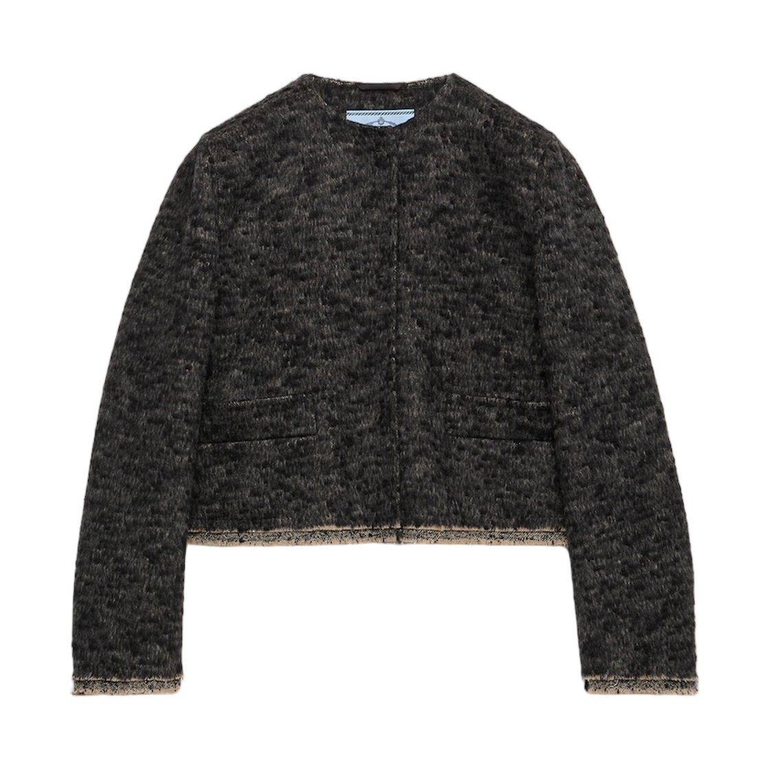 P567P-171S-F0308 (W) Prada Single-Breasted Double Tweed Jacket Anthracite Gray