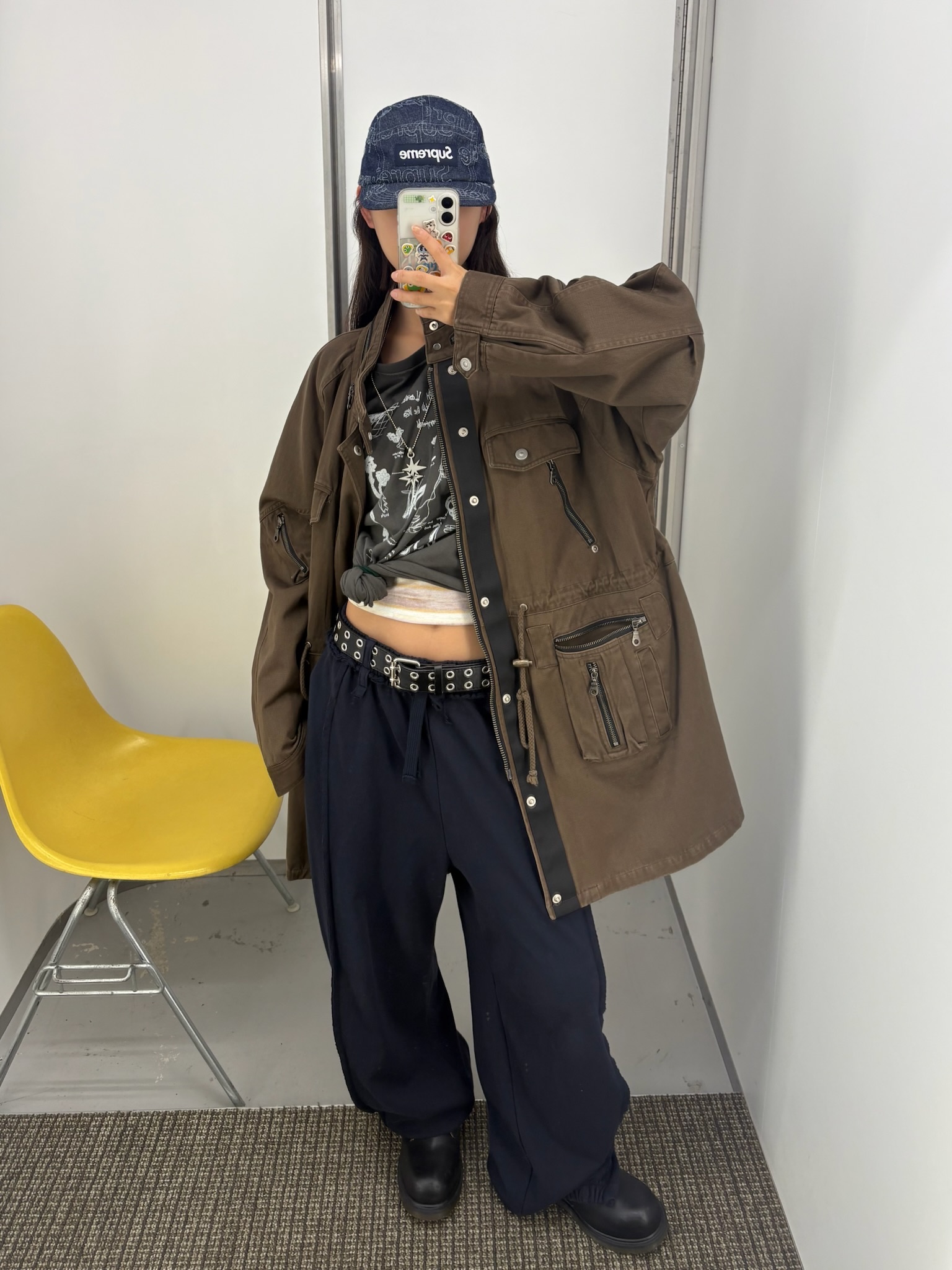 Vacant Archive Blenheim Double Stud Belt Black, Vacant Archive Women Victor Cotton Field Jacket Brown 착용 스타일