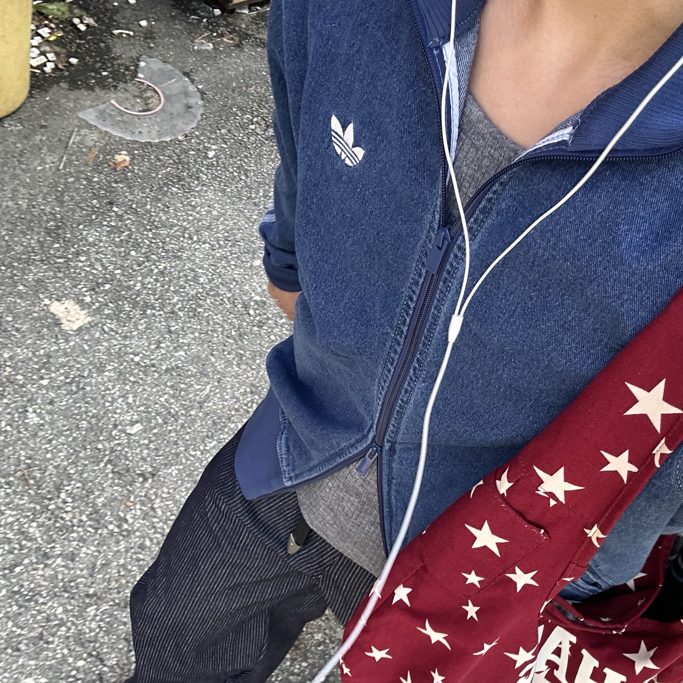 Adidas Adicolor Denim Firebird Track Top Medium Blue Denim - KR Sizing 착용 스타일