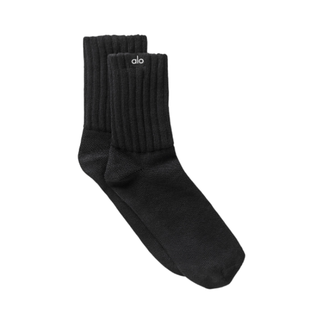 A0838U Alo Yoga Half Crew Scrunch Socks Black