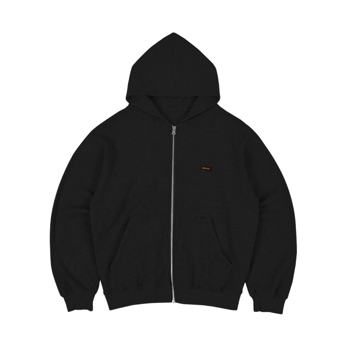 ersco-0114 ersco Waffle Hoodie Zip Black