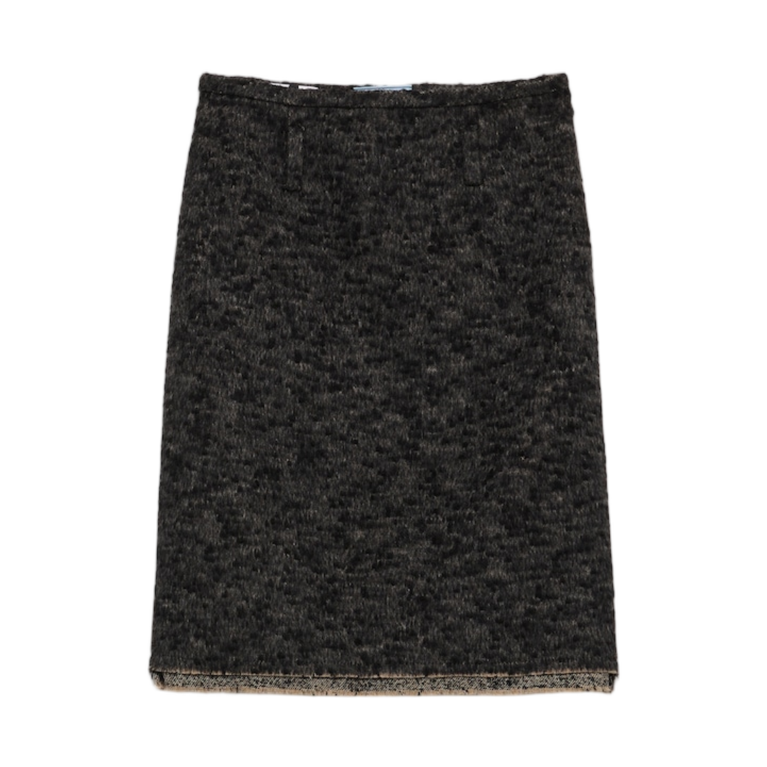 P104ZG-171S-F0308 (W) Prada Double Tweed Midi-Skirt Anthracite Gray