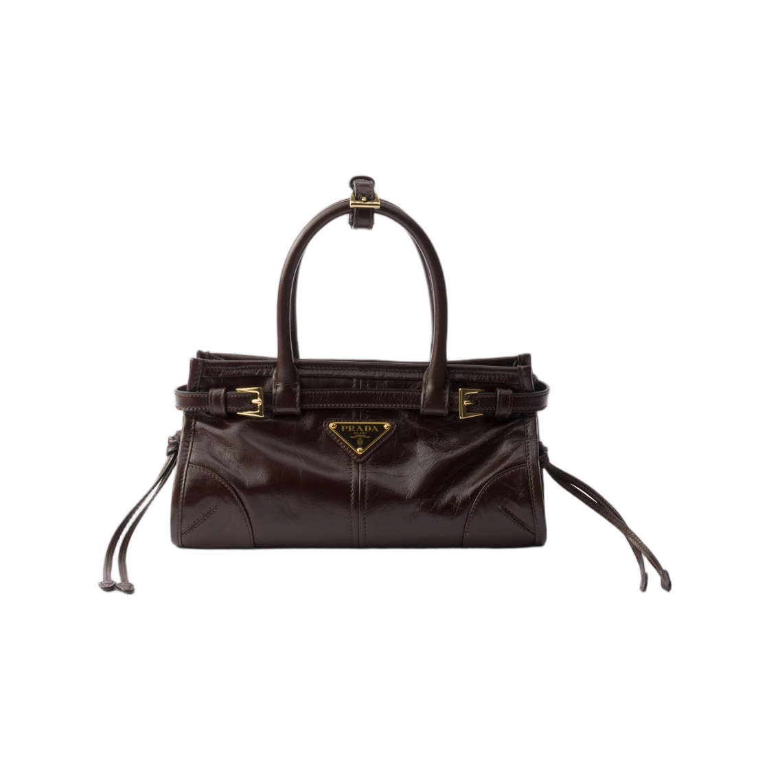 1BA486-2CYR-F01D6 Prada Bonnie Leather Mini Handbag Dark Brown