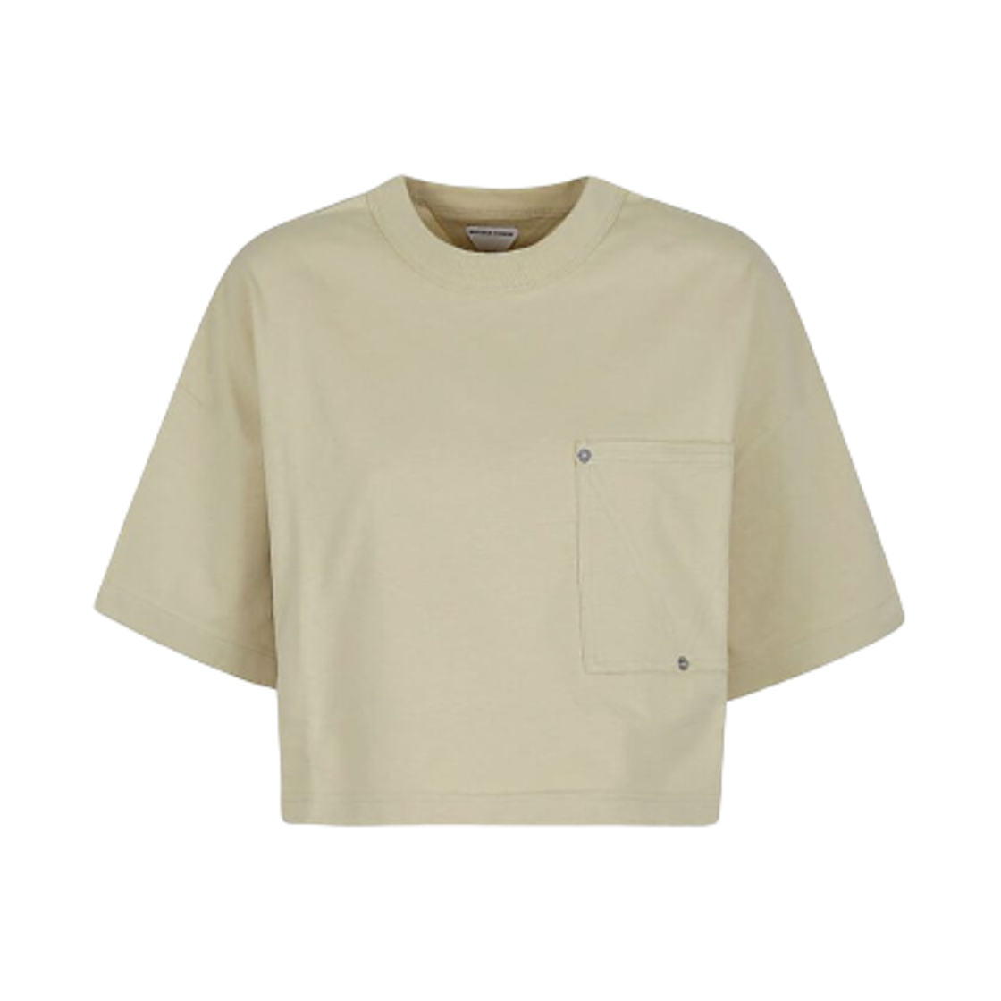 777597VKLZ08807 (W) Bottega Veneta Cotton Pocket Cropped T-Shirt Beige