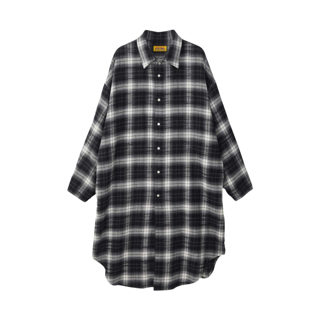 (W) 히스테릭 글래머 FM 몬도 라디오 체크 셔츠 드레스 블랙((W) Hysteric Glamour FM Mondo Radio Check Shirt Dress Black) - 1