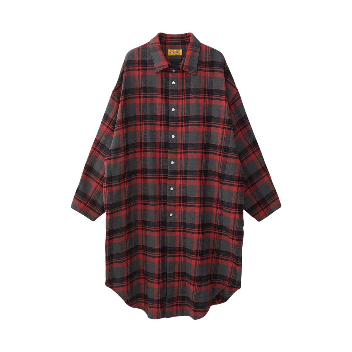 (W) 히스테릭 글래머 FM 몬도 라디오 체크 셔츠 드레스 레드((W) Hysteric Glamour FM Mondo Radio Check Shirt Dress Red) - 1