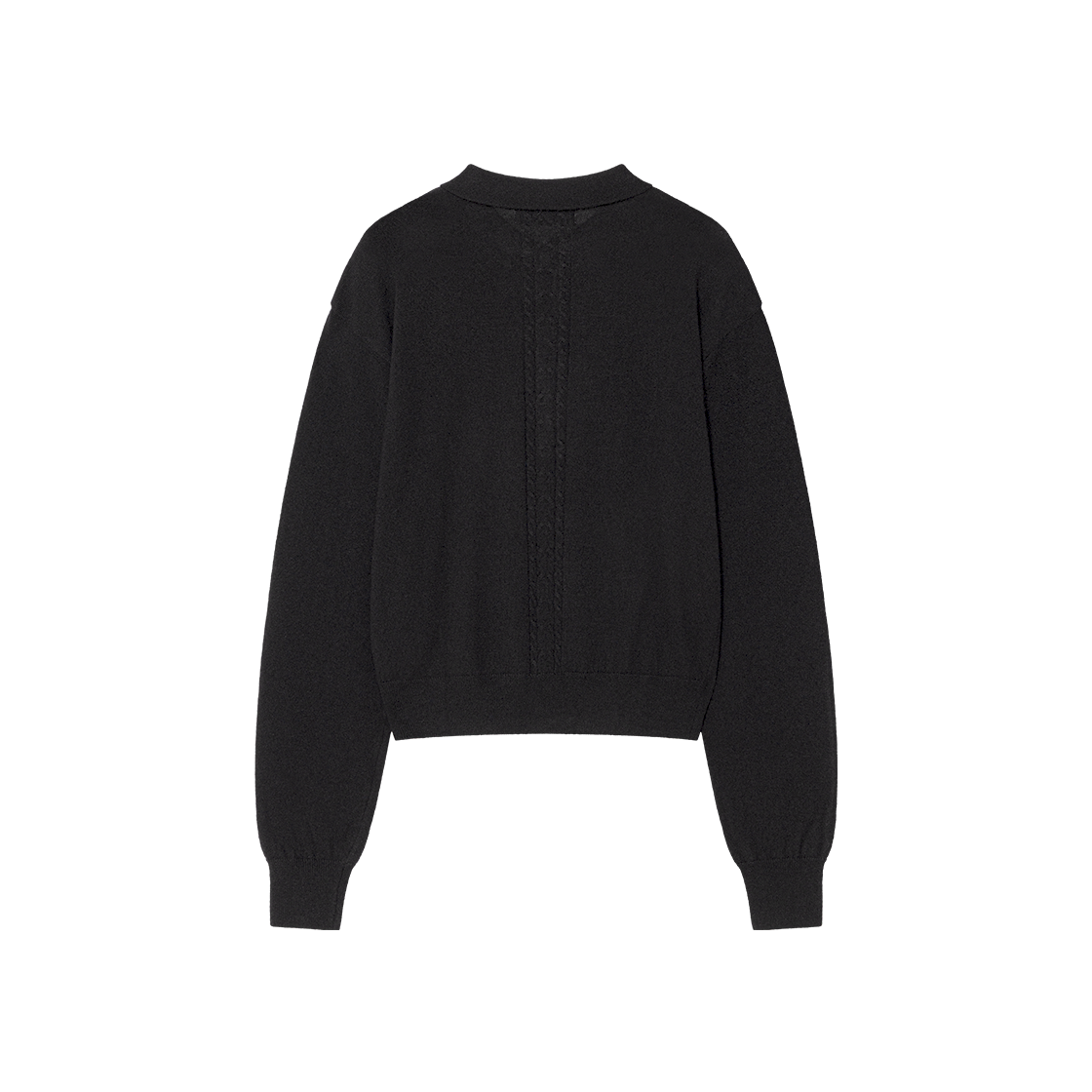 웨이비니스 리니어 블룸 카라 니트 블랙(Waviness Linear Bloom Collar Knit Black) - 2