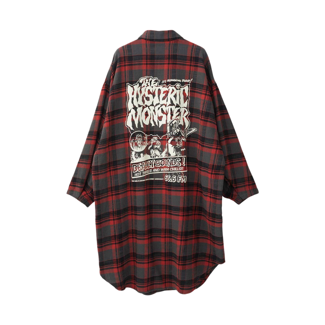 (W) 히스테릭 글래머 FM 몬도 라디오 체크 셔츠 드레스 레드((W) Hysteric Glamour FM Mondo Radio Check Shirt Dress Red) - 2