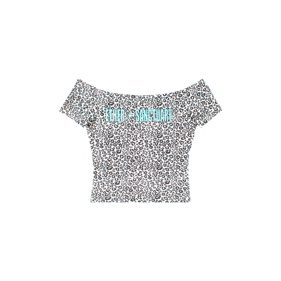 P00000GG Ether Sanctuary Leopard Off Shoulder Tee White