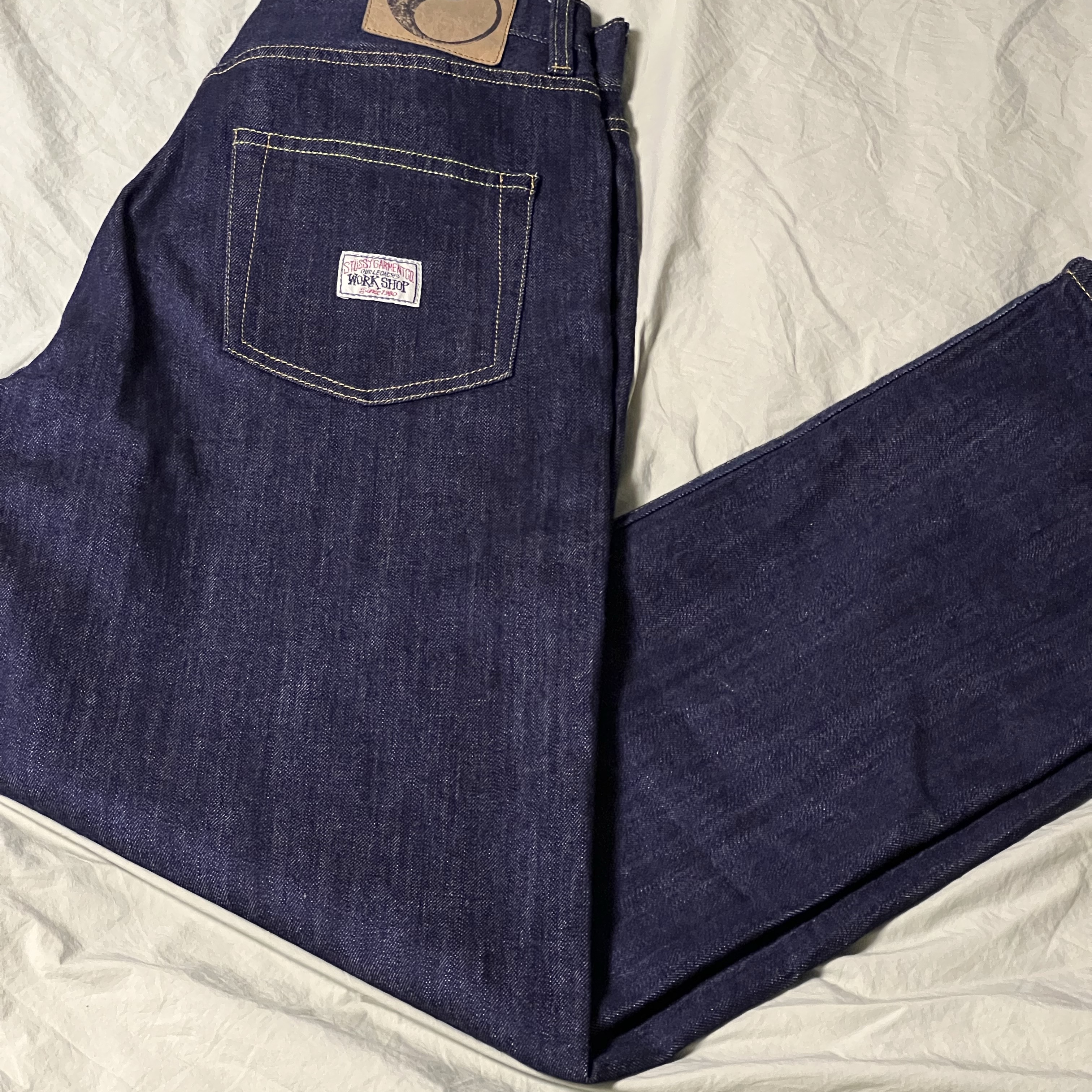 Stussy x Our Legacy Work Shop Work Cut Jean Rinse Blue Denim 착용 스타일