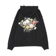 Wooyoungmi Flower Back Logo Hood T-Shirt Black - 25FW