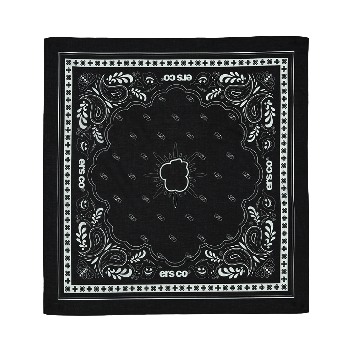이알에스코 심장 로고 반다나 블랙(ersco Heart Logo Bandana Black)