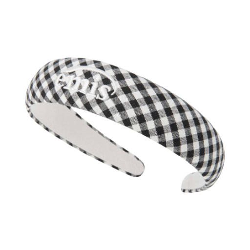 (W) 이미스 깅엄 체크 헤어밴드 블랙((W) Emis Gingham Check Hairband Black) - 1