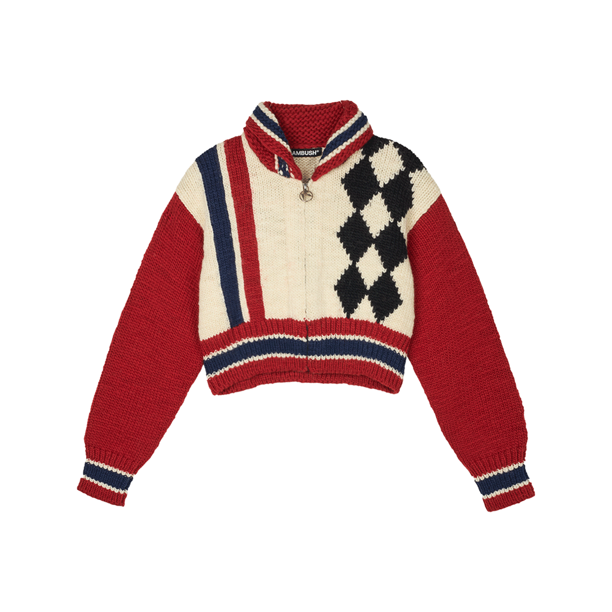 앰부쉬 우먼 크롭 34 코위찬 니트 오프화이트 - 25FW(Ambush Women Cropped 34 Cowichan Knit Off White - 25FW)