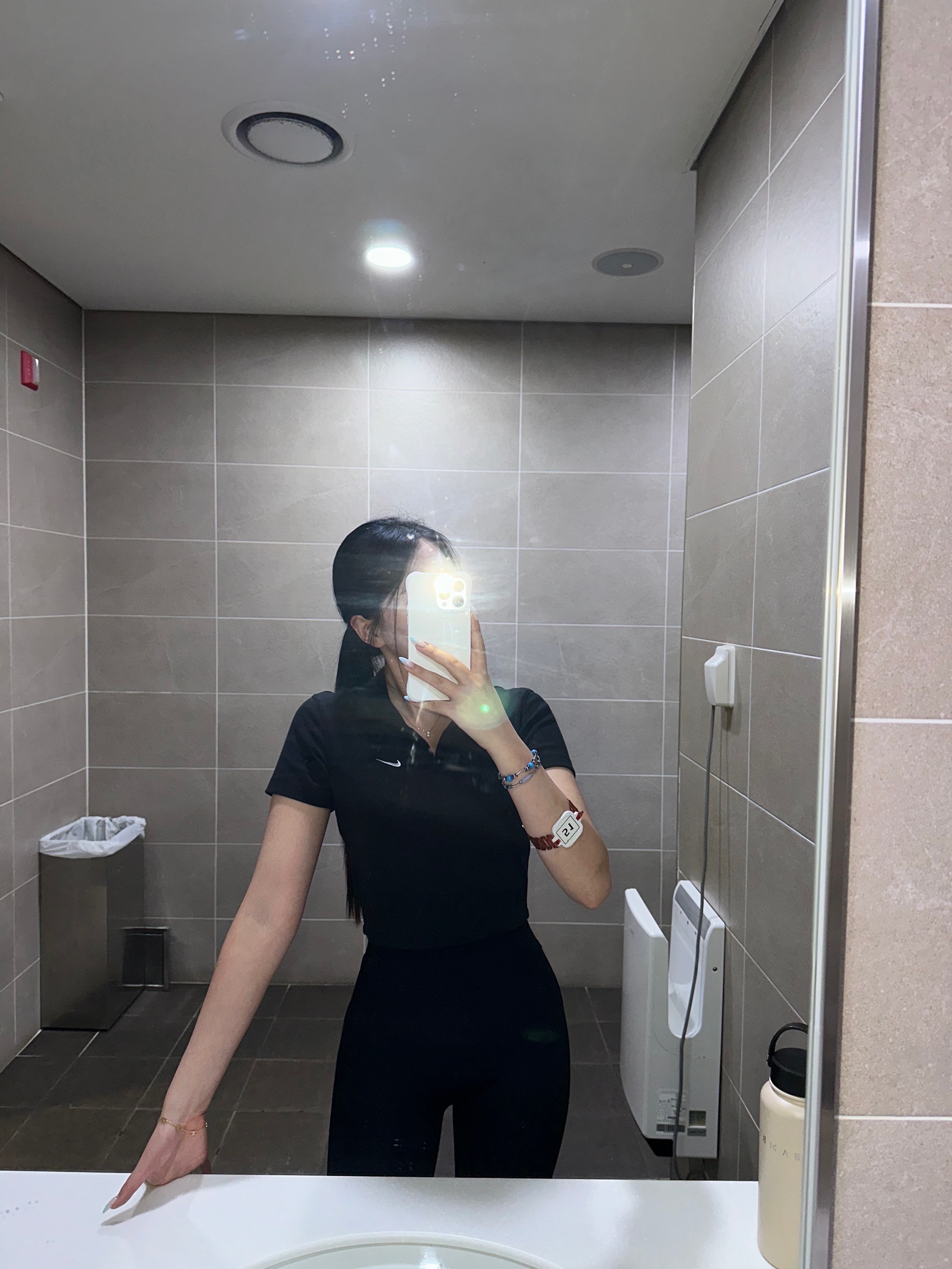 (W) Nike NSW Essential Short Sleeve Polo Top Black - Asia 착용 스타일