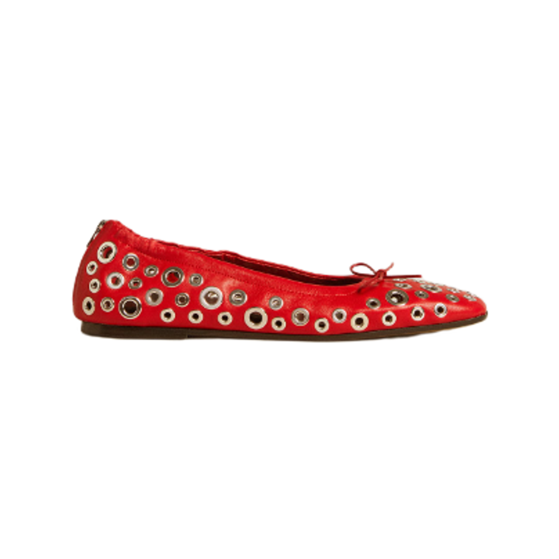 GWF00867-F006946-40517 (W) Golden Goose Nappa Leather Amy Ballet Flats Red Silver