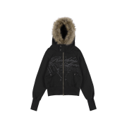 Fancy Club Ruthless Fur Hooded Zip-Up Black