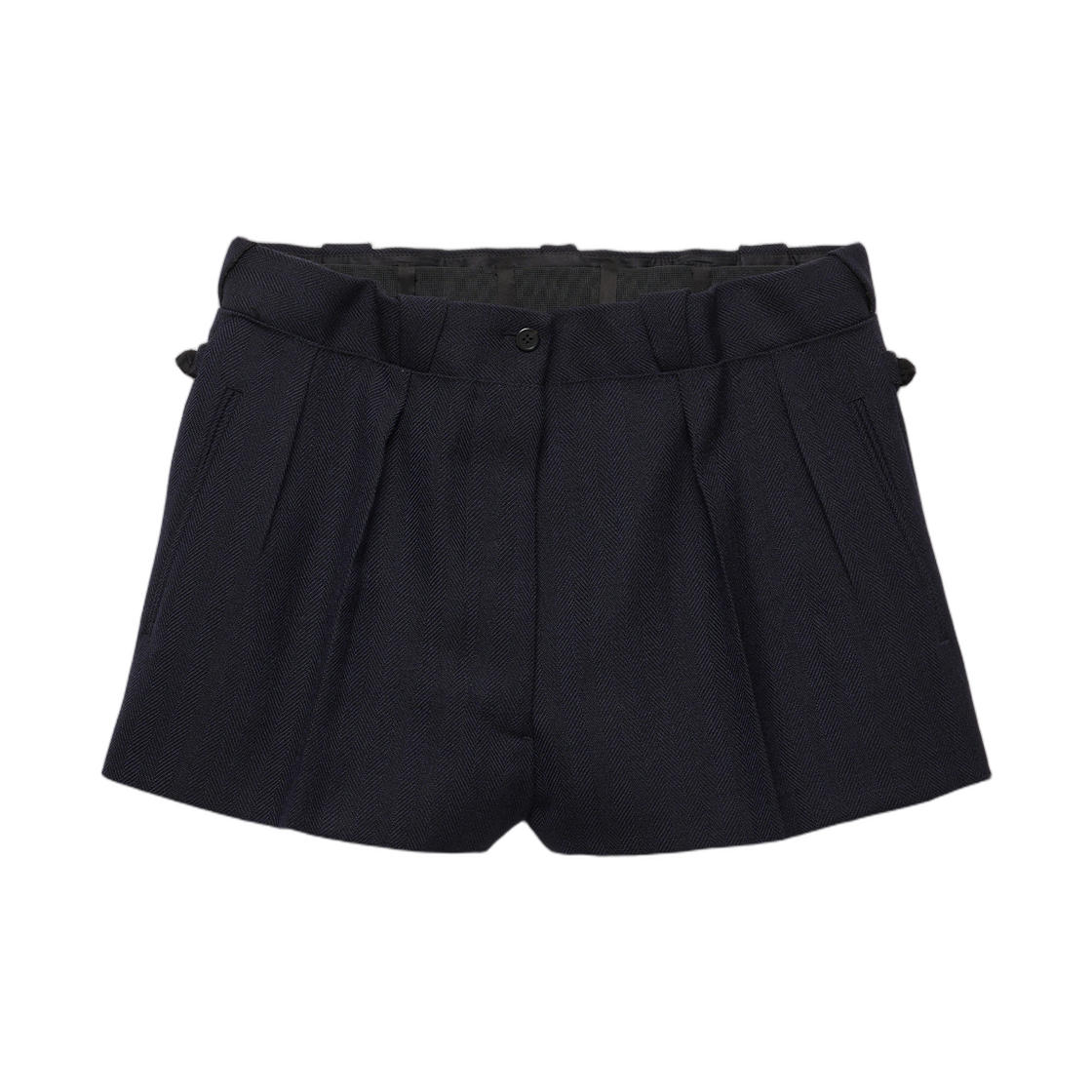 P273JG-17YU-F0008 (W) Prada Chevron Wool Shorts Navy