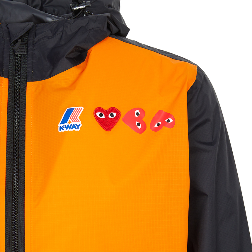 [20% 쿠폰] 플레이 꼼데가르송 x 까웨 풀 집 자켓 오렌지 블랙([20% 쿠폰] Comme Des Garcons X K-way Hood Rain Jacket Orange) - 6