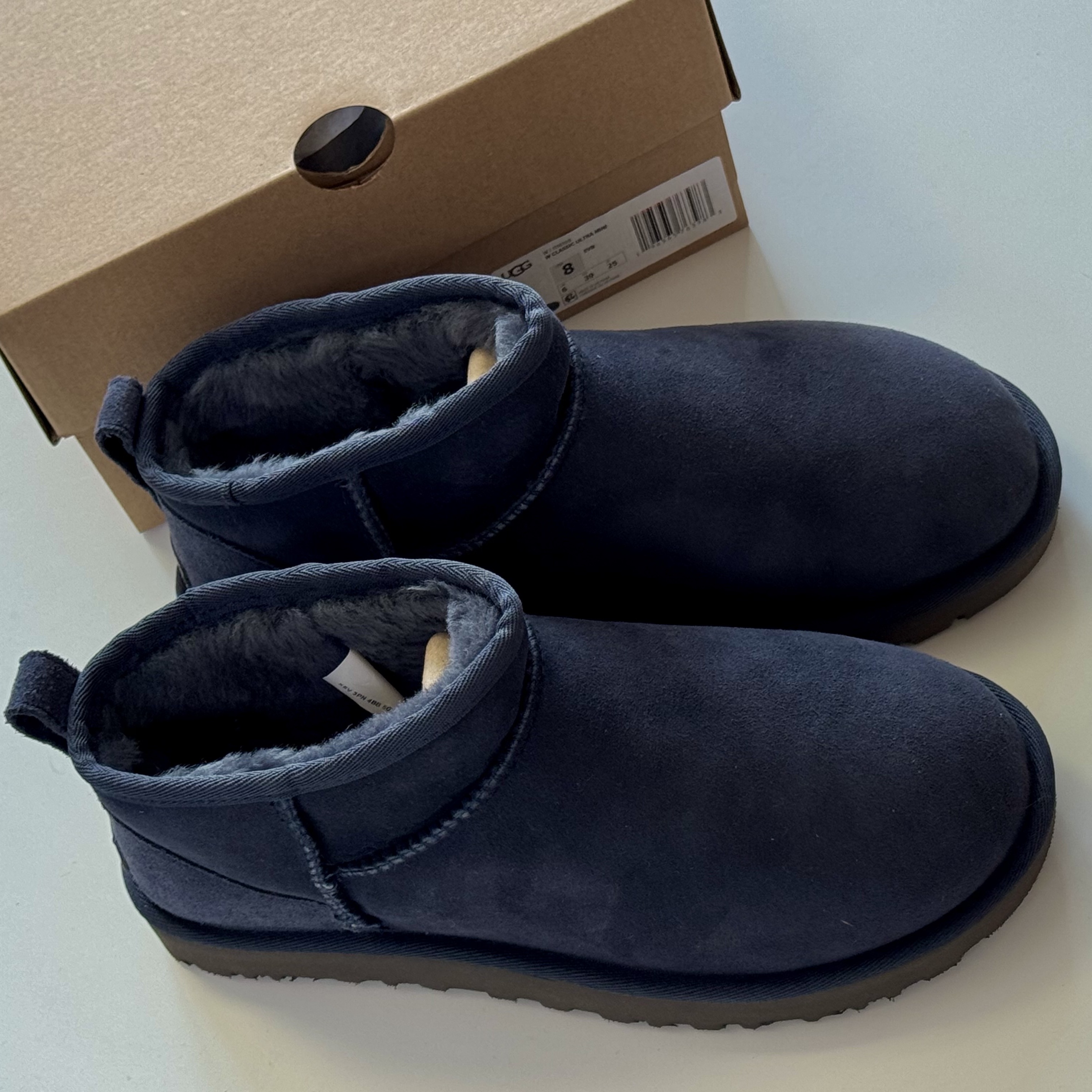 (W) UGG Classic Ultra Mini Boots Eve Blue, (W) UGG Classic Ultra Mini Boots Chestnut 착용 스타일 - 1