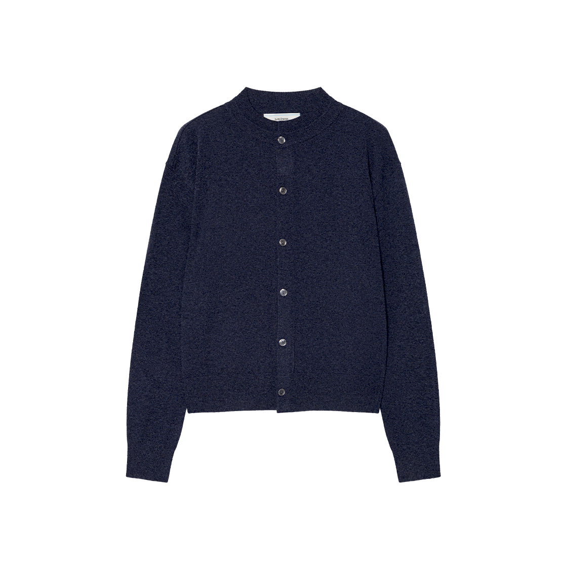 웨이비니스 더블 프레임 라운드 넥 가디건 네이비(Waviness Double Frame Round Neck Cardigan Navy)