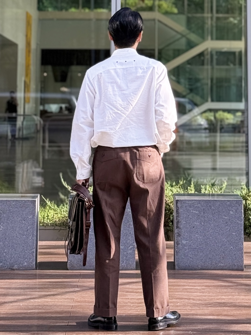 Alden 9901 Cordovan Plain Toe Blucher Oxford Black - D 착용 스타일 - 2