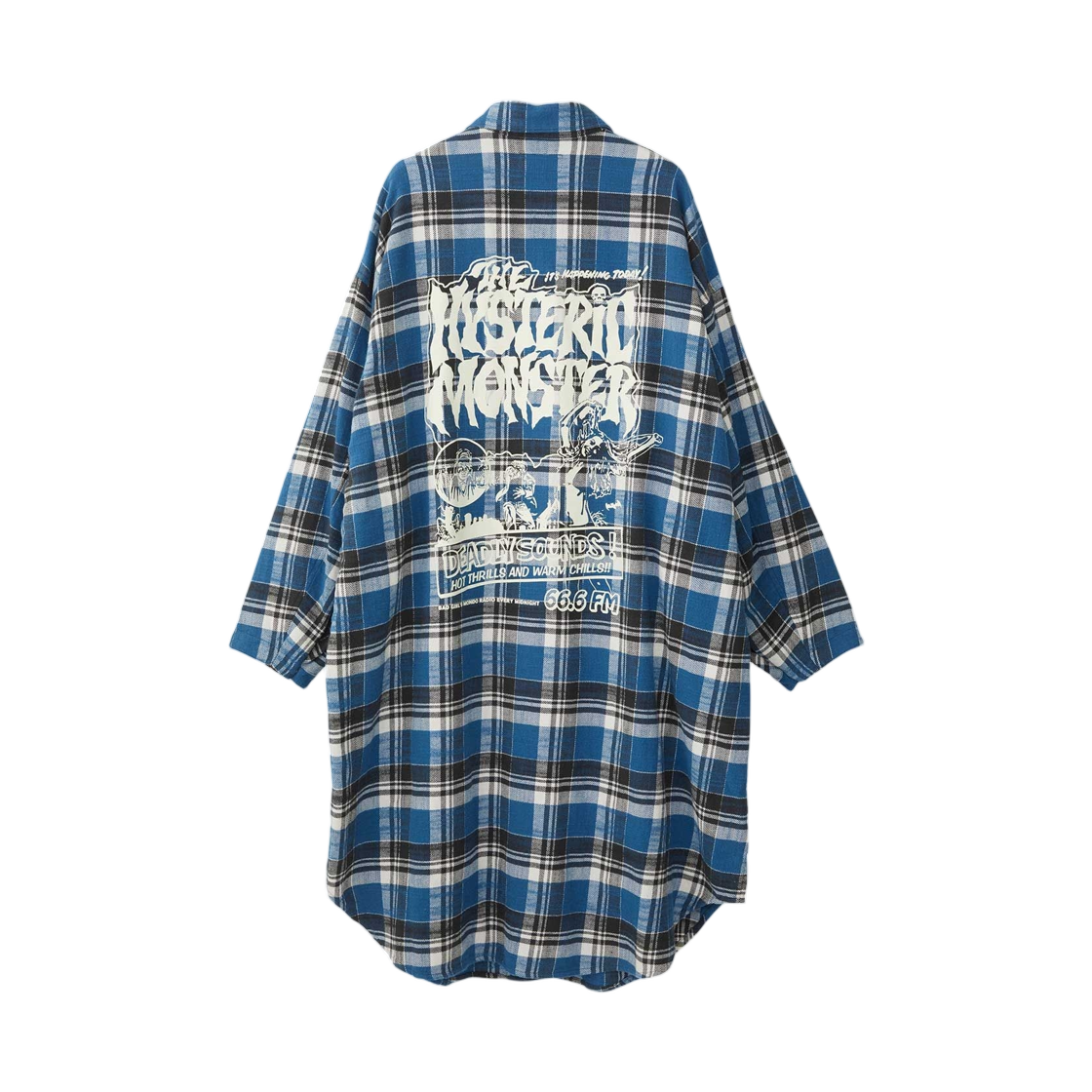 (W) 히스테릭 글래머 FM 몬도 라디오 체크 셔츠 드레스 블루((W) Hysteric Glamour FM Mondo Radio Check Shirt Dress Blue) - 2