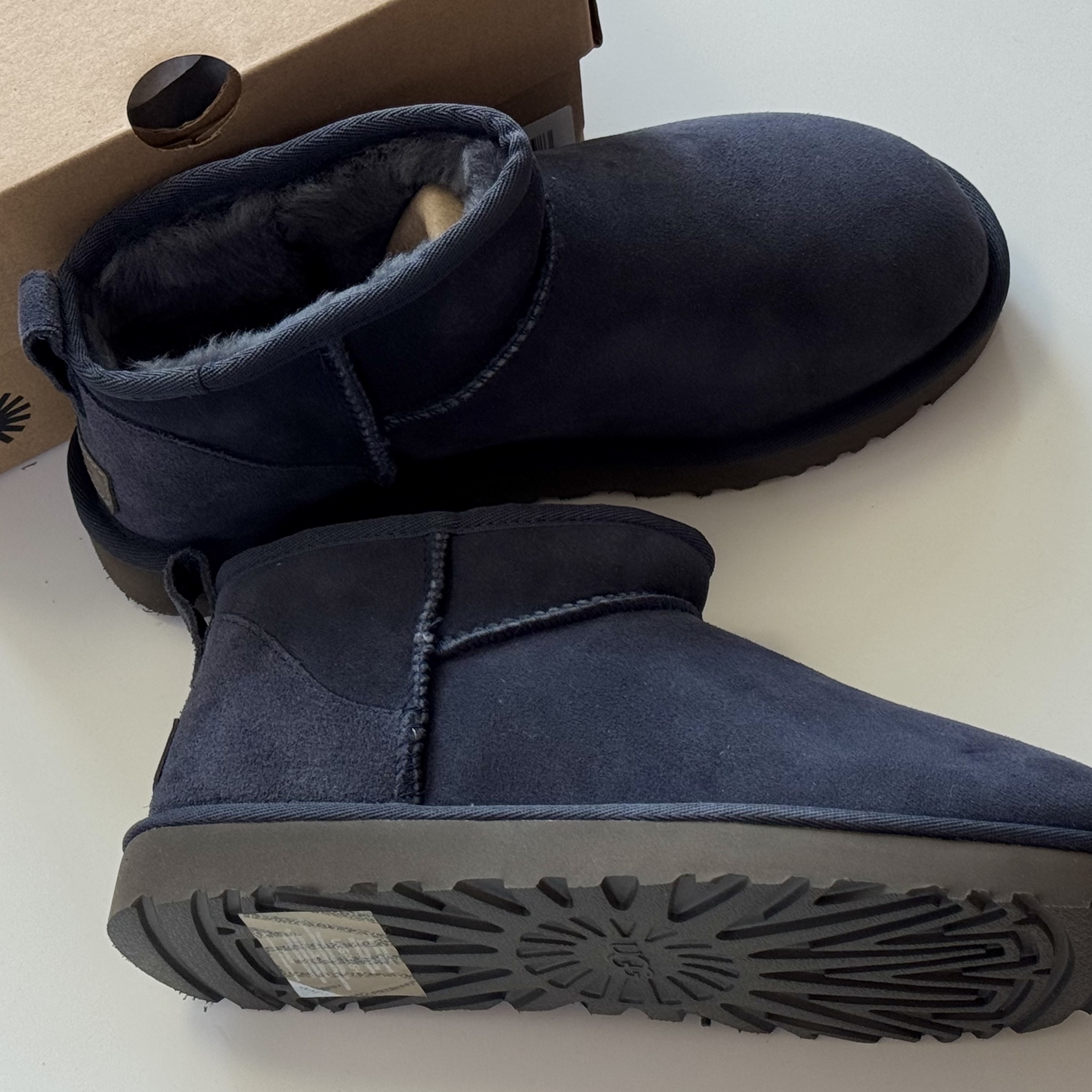 (W) UGG Classic Ultra Mini Boots Eve Blue, (W) UGG Classic Ultra Mini Boots Chestnut 착용 스타일 - 2
