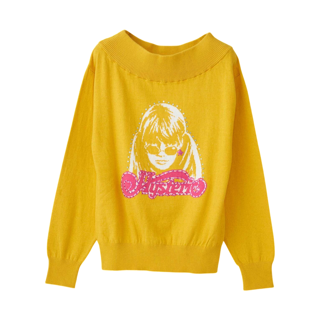 (W) 히스테릭 글래머 히스테릭 서비스 자카드 풀오버 옐로우((W) Hysteric Glamour Hysteric Service Jacquard Pullover Yellow) - 1