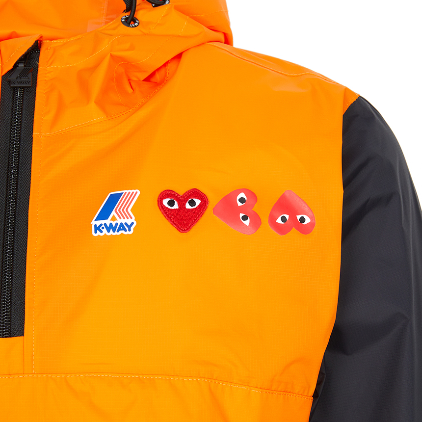 [25% 쿠폰] 플레이 꼼데가르송 x 까웨 후드 레인 자켓 오렌지([25% 쿠폰] Play Comme des Garcons x K-Way Hood Rain Jacket Orange) - 5