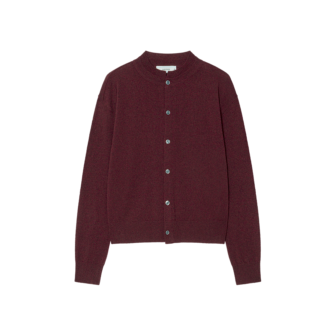 WVNS25303 Waviness Double Frame Round Neck Cardigan Burgundy