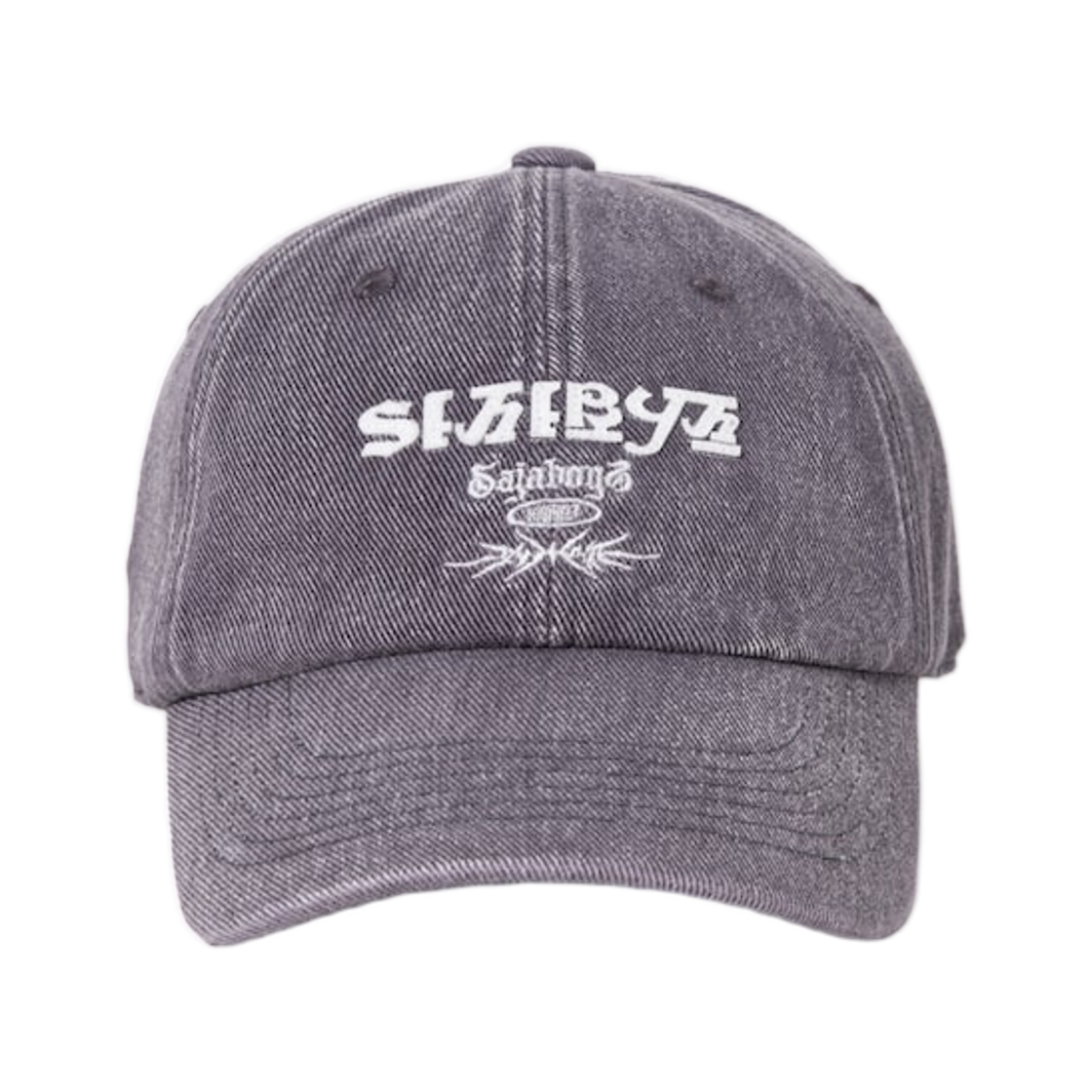 29598BWX54 8seconds x KPop Demon Hunters Saja Boys Denim Hangul Ball Cap Ash