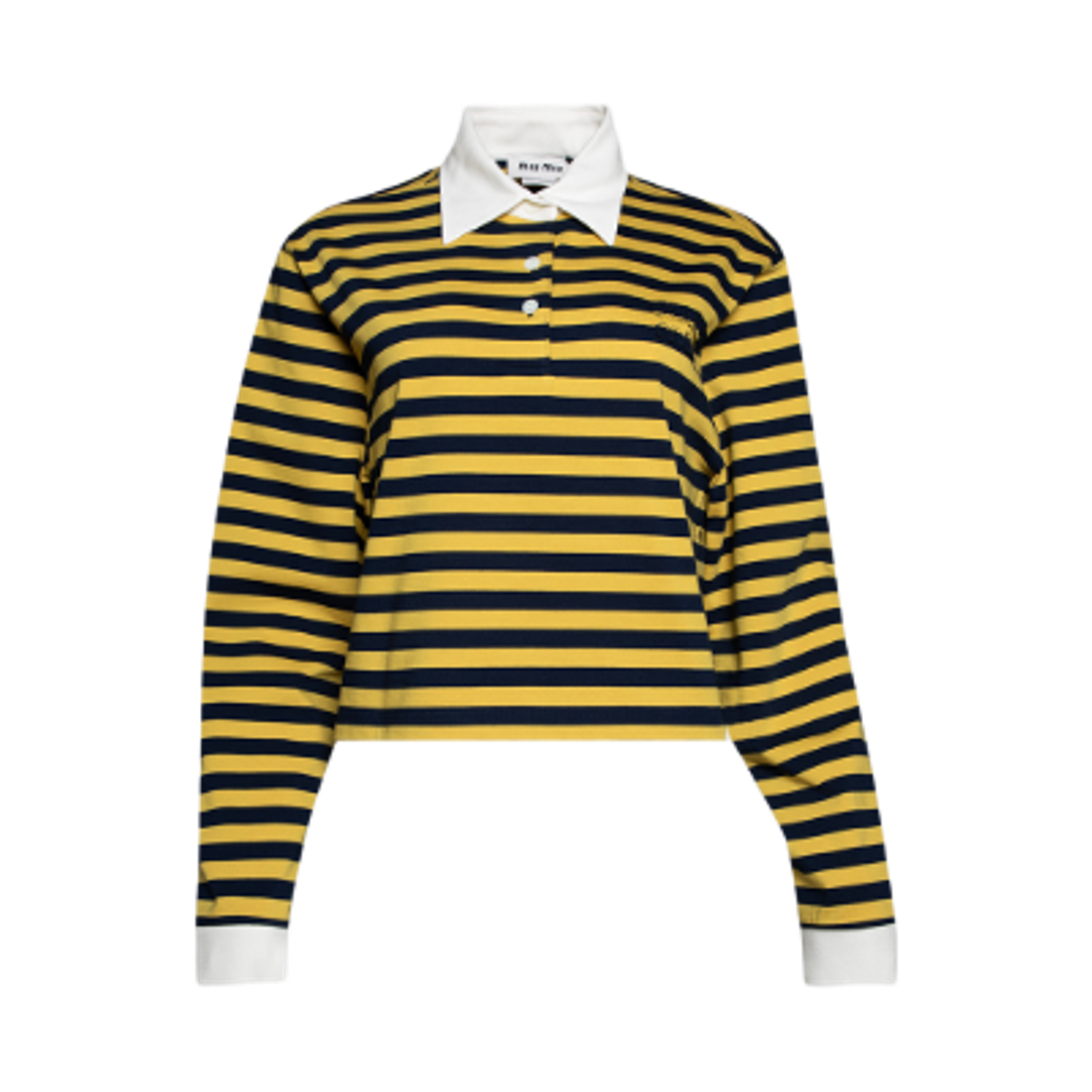 MJL075-17OU-F03QG (W) Miu Miu Striped Polo Shirt Yellow