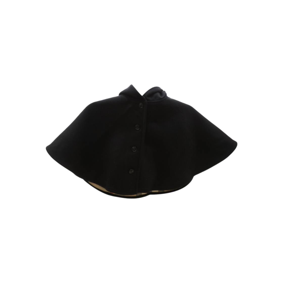 ITLM694V2KH7 Burberry Kids Hooded Check Wool A Line Cape Black M