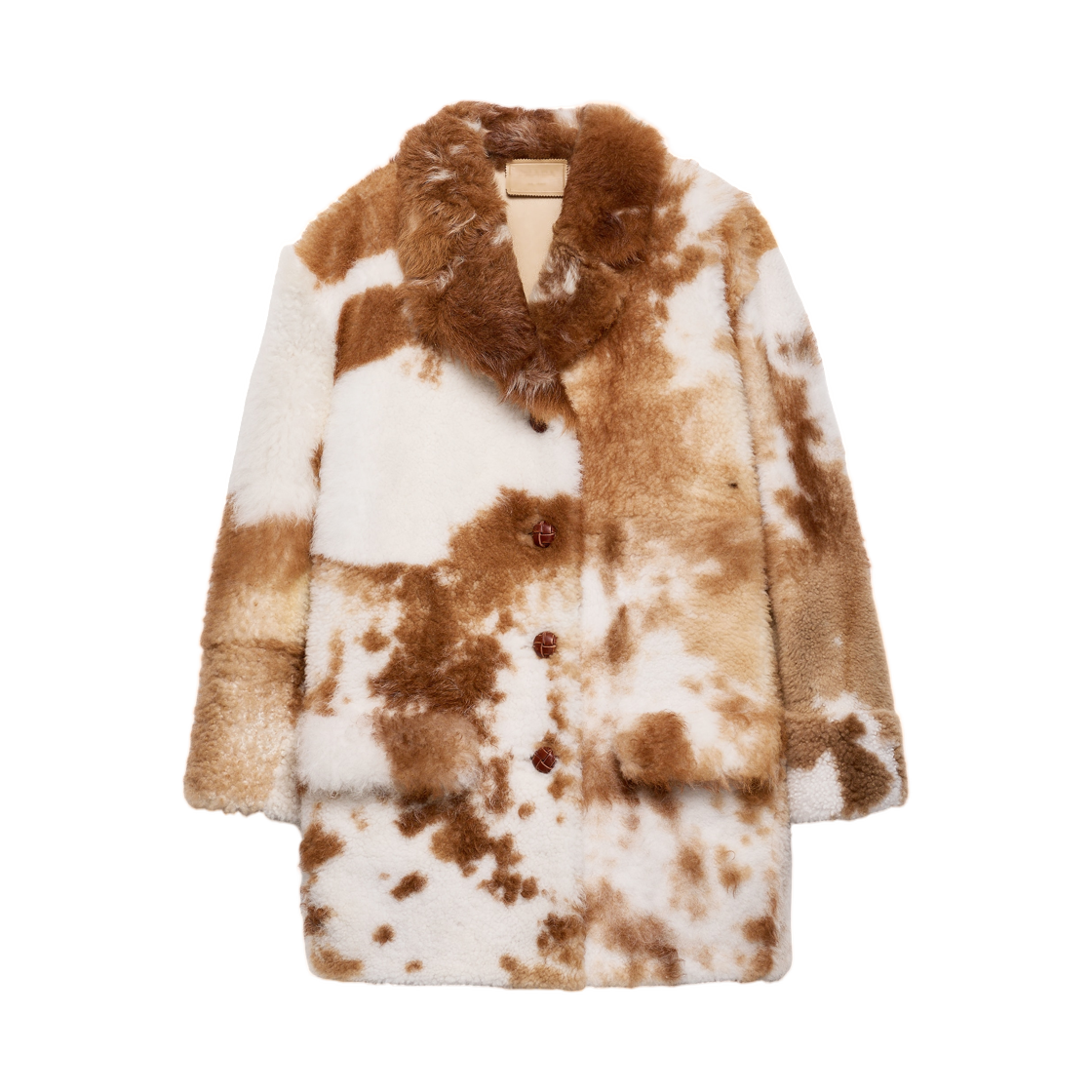 (W) 프라다 셔링 코트 화이트 다크 브라운((W) Prada Shearling Coat White Dark Brown) - 1