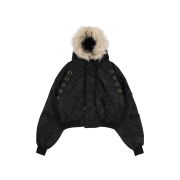 [예약 배송] Fancy Club Eyelet Fur Ma-1 Black
