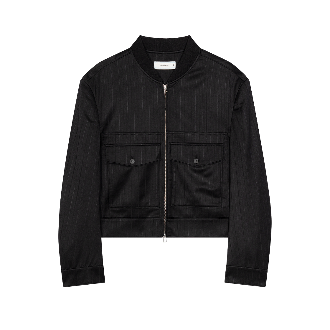 웨이비니스 딥틱 논 카라 울 블루종 블랙스트라이프(Waviness Diptych Non Collar Wool Blouson Black Stripe)