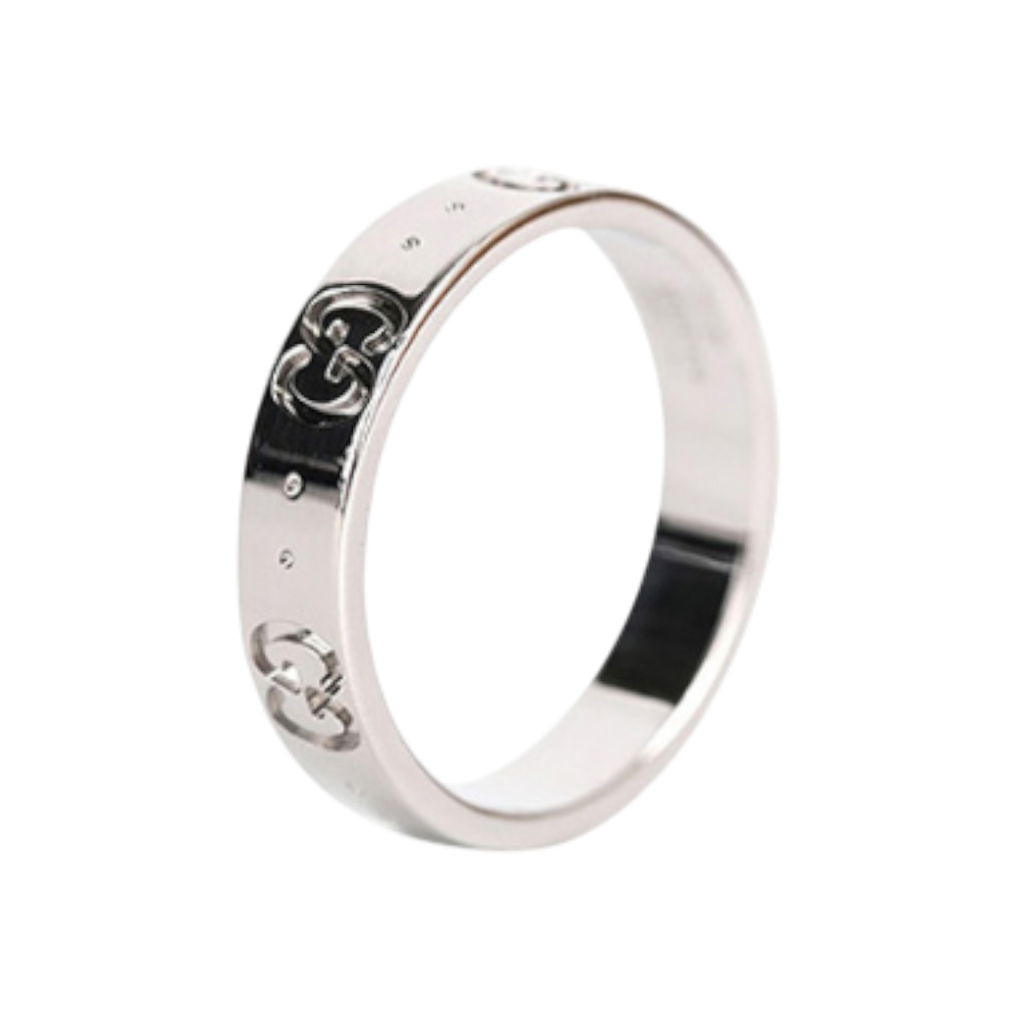 구찌 아이콘링 18K 화이트골드 9호 4mm