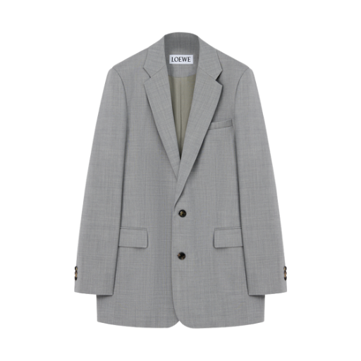 H526Y03WC3-1120 Loewe Single-Breasted Wool Jacket Grey