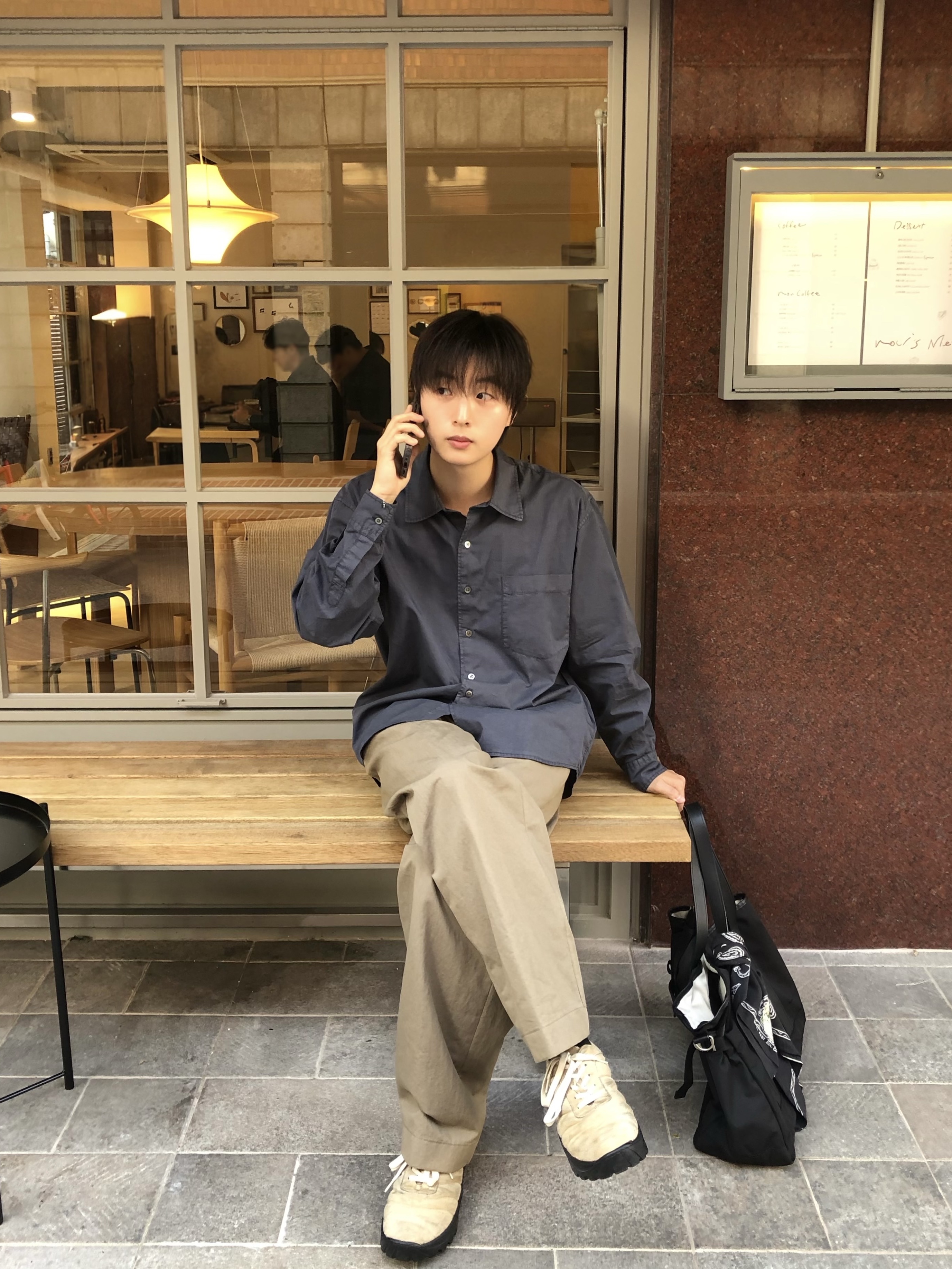 Kapital Fastcolor Selvedge Bandana Kounter Kulture Black 착용 스타일 - 1