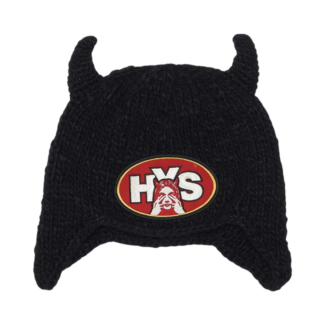 01253QH02 (W) Hysteric Glamour See No Evil Hand Knitted Cap Black