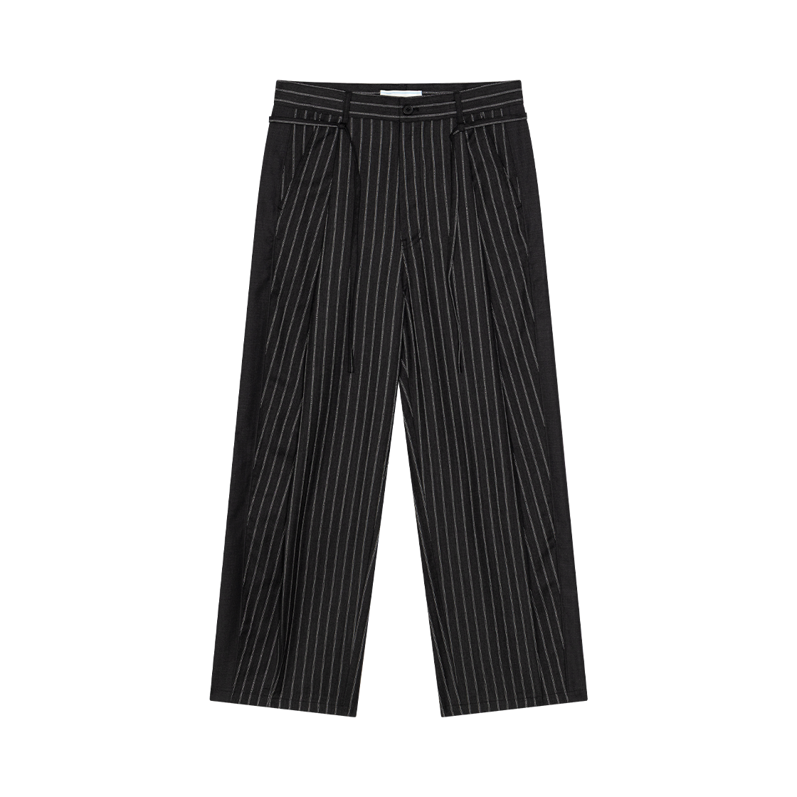 WVNS25327 Waviness Deep One Tuck Side Line Wool Trousers Charcoal Stripe