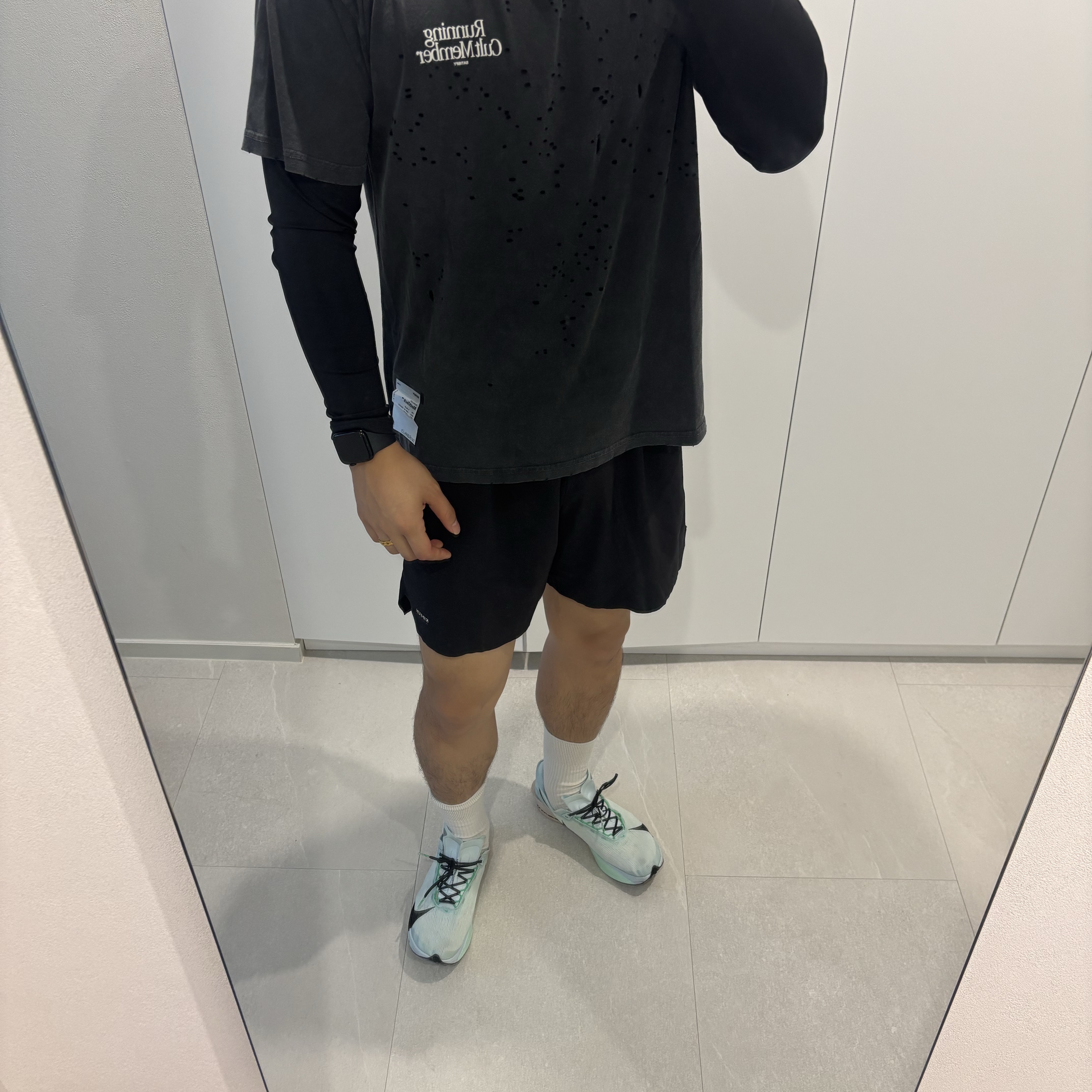 Satisfy Mothtech T-Shirt Aged Black, Nike Streakfly 2 Glacier Blue Mint Foam 착용 스타일 - 1